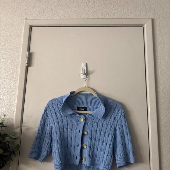 ☀️ CIDER Next In Sky Cardigan Crop Sweater Button Up Blue Large Knit Top Boho - Picture 4 of 5